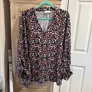 Emily Wonder Multicolor Floral Blouse, VERY oversized